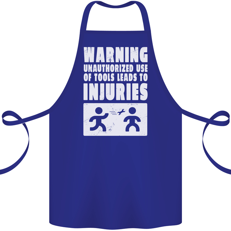 Warning Tools Builder Plumber Electrician Cotton Apron 100% Organic Royal Blue