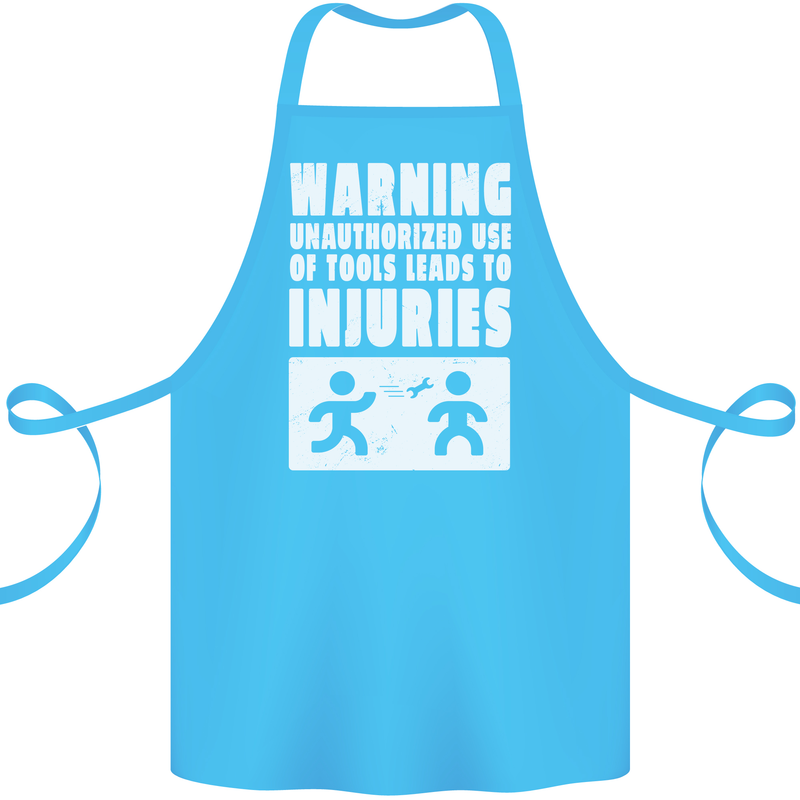 Warning Tools Builder Plumber Electrician Cotton Apron 100% Organic Turquoise