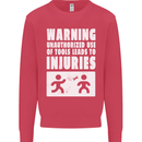 Warning Tools Builder Plumber Electrician Kids Sweatshirt Jumper Heliconia