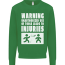 Warning Tools Builder Plumber Electrician Kids Sweatshirt Jumper Irish Green
