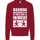 Warning Tools Builder Plumber Electrician Kids Sweatshirt Jumper Red