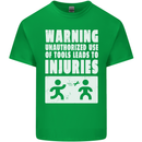 Warning Tools Builder Plumber Electrician Kids T-Shirt Childrens Irish Green