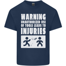 Warning Tools Builder Plumber Electrician Kids T-Shirt Childrens Navy Blue