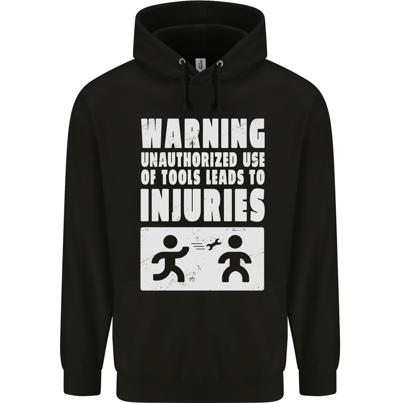 Warning Tools Builder Plumber Electrician Mens 80% Cotton Hoodie Black
