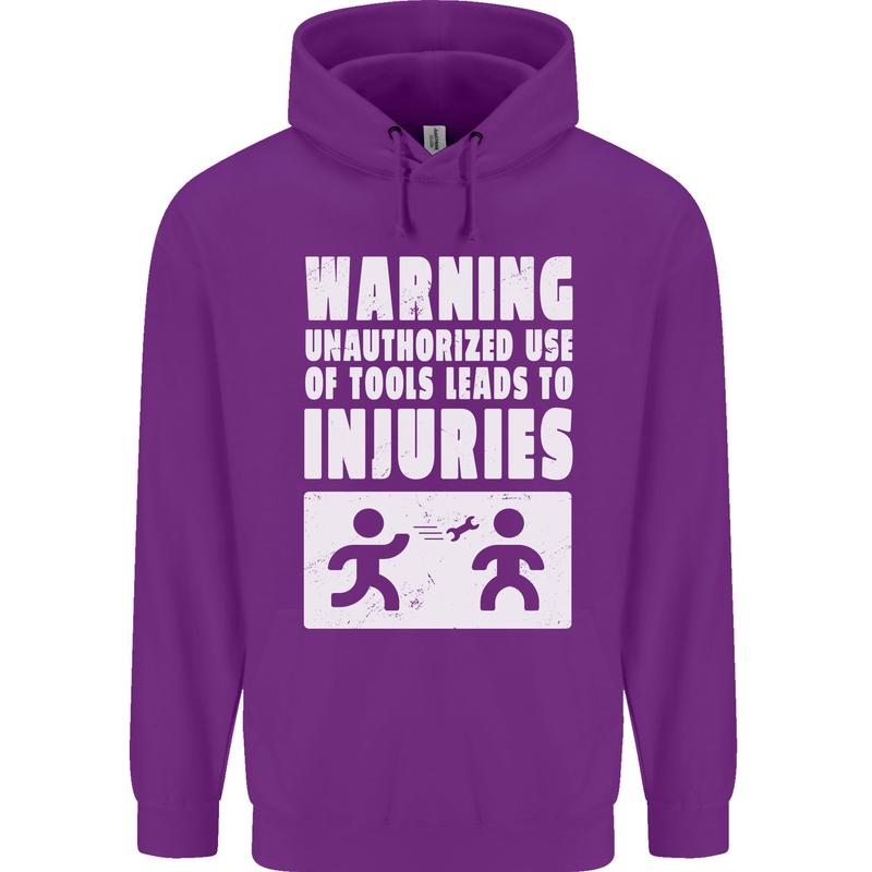Warning Tools Builder Plumber Electrician Mens 80% Cotton Hoodie Purple