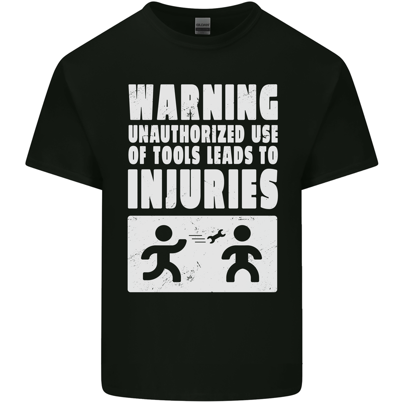 Warning Tools Builder Plumber Electrician Mens Cotton T-Shirt Tee Top Black