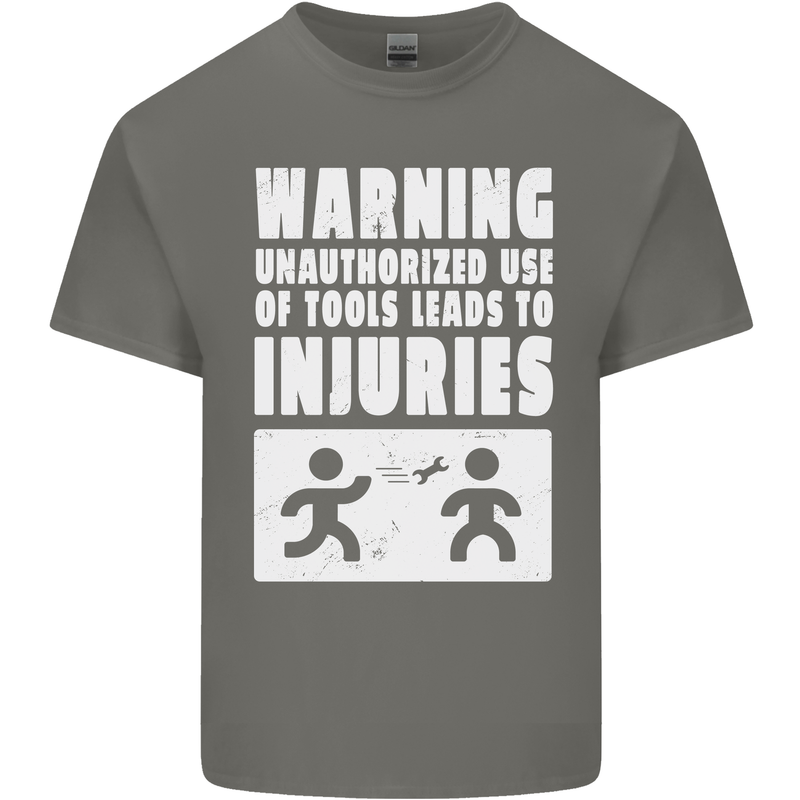 Warning Tools Builder Plumber Electrician Mens Cotton T-Shirt Tee Top Charcoal