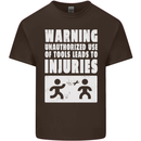 Warning Tools Builder Plumber Electrician Mens Cotton T-Shirt Tee Top Dark Chocolate