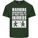 Warning Tools Builder Plumber Electrician Mens Cotton T-Shirt Tee Top Forest Green