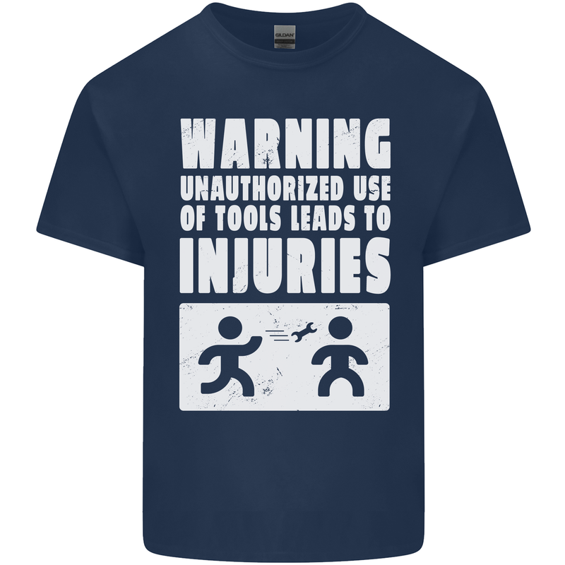Warning Tools Builder Plumber Electrician Mens Cotton T-Shirt Tee Top Navy Blue