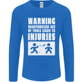 Warning Tools Builder Plumber Electrician Mens Long Sleeve T-Shirt Royal Blue