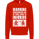 Warning Tools Builder Plumber Electrician Mens Sweatshirt Jumper Bright Red