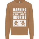 Warning Tools Builder Plumber Electrician Mens Sweatshirt Jumper Caramel Latte