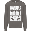 Warning Tools Builder Plumber Electrician Mens Sweatshirt Jumper Charcoal