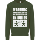 Warning Tools Builder Plumber Electrician Mens Sweatshirt Jumper Forest Green