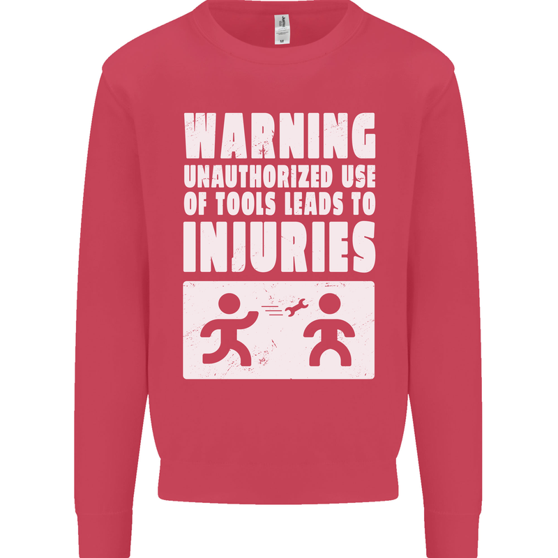 Warning Tools Builder Plumber Electrician Mens Sweatshirt Jumper Heliconia