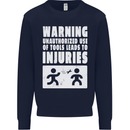 Warning Tools Builder Plumber Electrician Mens Sweatshirt Jumper Navy Blue
