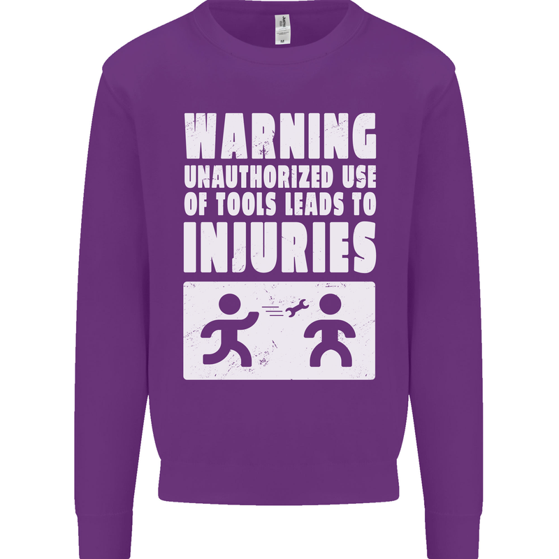 Warning Tools Builder Plumber Electrician Mens Sweatshirt Jumper Purple