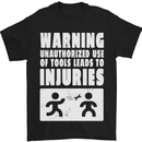 Warning Tools Builder Plumber Electrician Mens T-Shirt 100% Cotton Black