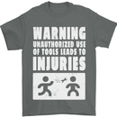 Warning Tools Builder Plumber Electrician Mens T-Shirt 100% Cotton Charcoal