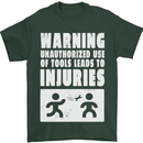 Warning Tools Builder Plumber Electrician Mens T-Shirt 100% Cotton Forest Green