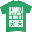 Warning Tools Builder Plumber Electrician Mens T-Shirt 100% Cotton Irish Green