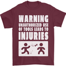 Warning Tools Builder Plumber Electrician Mens T-Shirt 100% Cotton Maroon