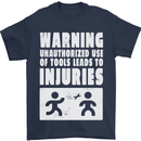 Warning Tools Builder Plumber Electrician Mens T-Shirt 100% Cotton Navy Blue