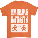 Warning Tools Builder Plumber Electrician Mens T-Shirt 100% Cotton Orange