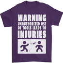 Warning Tools Builder Plumber Electrician Mens T-Shirt 100% Cotton Purple