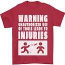 Warning Tools Builder Plumber Electrician Mens T-Shirt 100% Cotton Red
