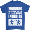 Warning Tools Builder Plumber Electrician Mens T-Shirt 100% Cotton Royal Blue