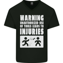 Warning Tools Builder Plumber Electrician Mens V-Neck Cotton T-Shirt Black
