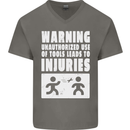 Warning Tools Builder Plumber Electrician Mens V-Neck Cotton T-Shirt Charcoal