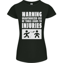 Warning Tools Builder Plumber Electrician Womens Petite Cut T-Shirt Black