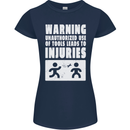 Warning Tools Builder Plumber Electrician Womens Petite Cut T-Shirt Navy Blue