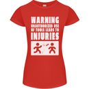 Warning Tools Builder Plumber Electrician Womens Petite Cut T-Shirt Red