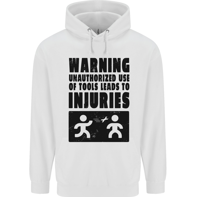 Warning Tools DIY Tradesman Carpenter Childrens Kids Hoodie White