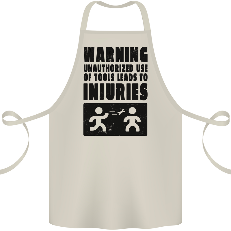 Warning Tools DIY Tradesman Carpenter Cotton Apron 100% Organic Natural