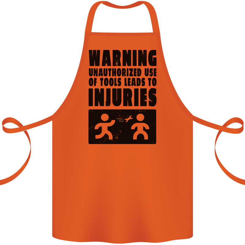 Warning Tools DIY Tradesman Carpenter Cotton Apron 100% Organic Orange