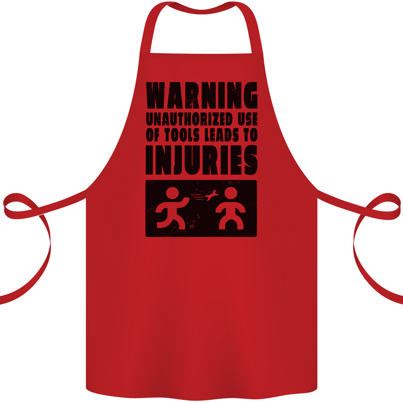 Warning Tools DIY Tradesman Carpenter Cotton Apron 100% Organic Red