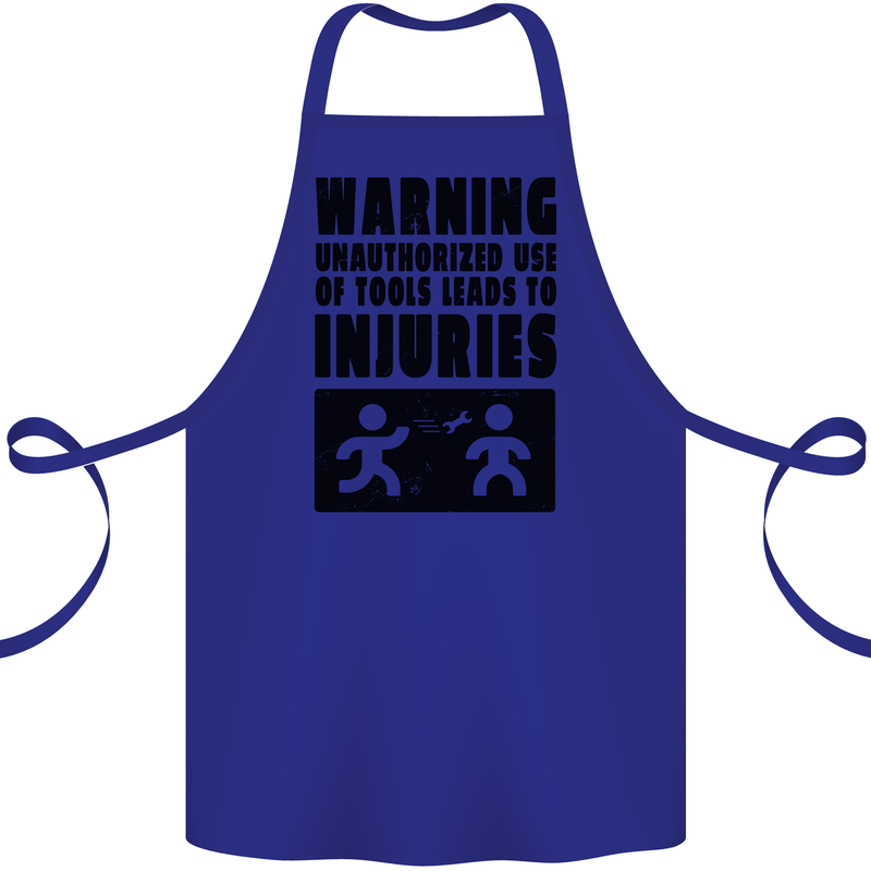 Warning Tools DIY Tradesman Carpenter Cotton Apron 100% Organic Royal Blue