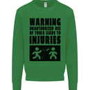 Warning Tools DIY Tradesman Carpenter Kids Sweatshirt Jumper Irish Green