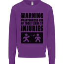Warning Tools DIY Tradesman Carpenter Kids Sweatshirt Jumper Purple