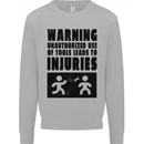 Warning Tools DIY Tradesman Carpenter Kids Sweatshirt Jumper Sports Grey