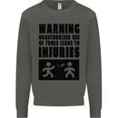 Warning Tools DIY Tradesman Carpenter Kids Sweatshirt Jumper Storm Grey