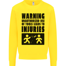 Warning Tools DIY Tradesman Carpenter Kids Sweatshirt Jumper Yellow