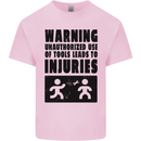 Warning Tools DIY Tradesman Carpenter Kids T-Shirt Childrens Light Pink