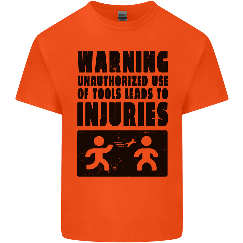 Warning Tools DIY Tradesman Carpenter Kids T-Shirt Childrens Orange