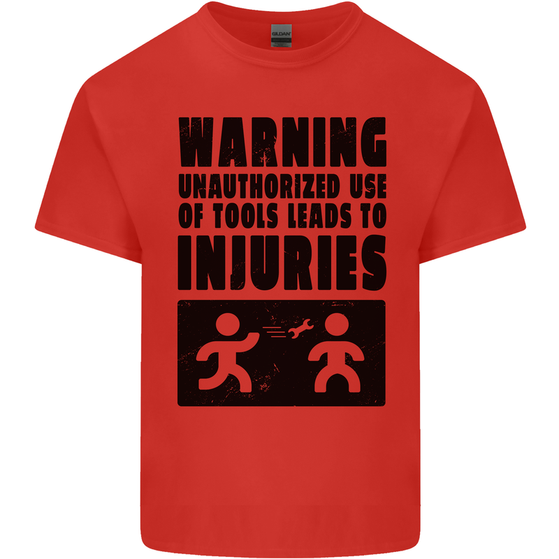 Warning Tools DIY Tradesman Carpenter Kids T-Shirt Childrens Red